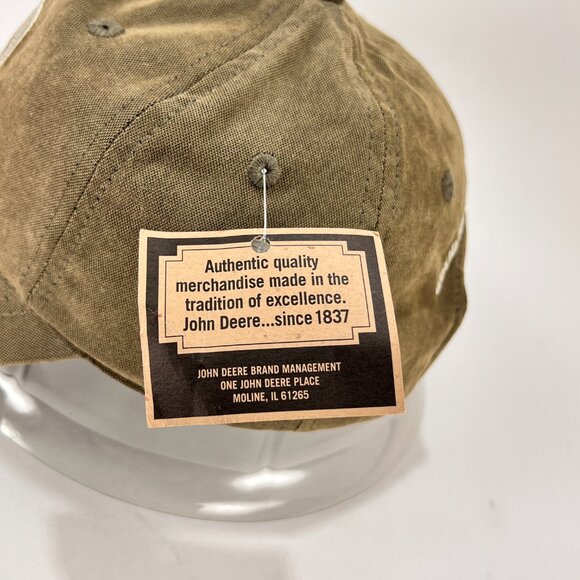 John Deere Strap Back Cap Hat Olive Green Baseball Outdoor Equipment Logo Mens - Picture 12 of 15